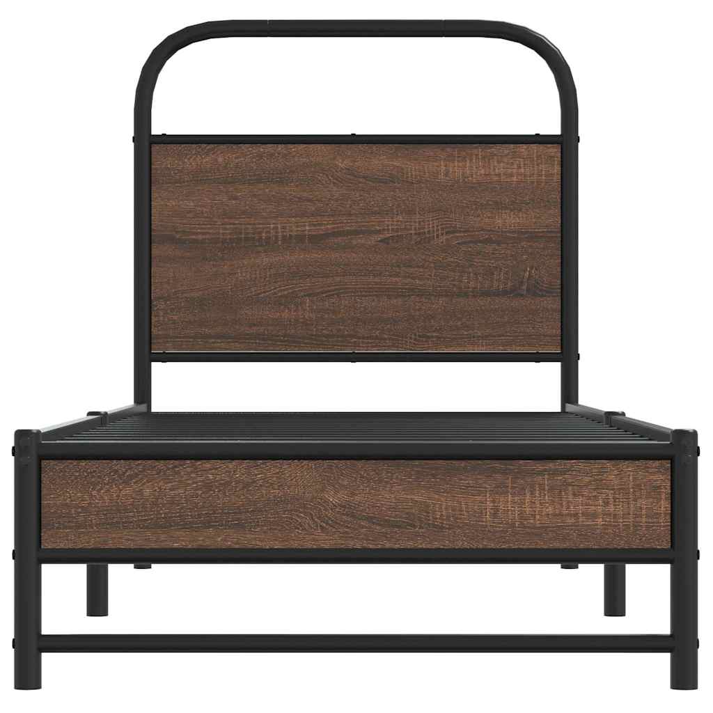 Bed Frame without Mattress 80x200 cm Brown Oak Engineered Wood