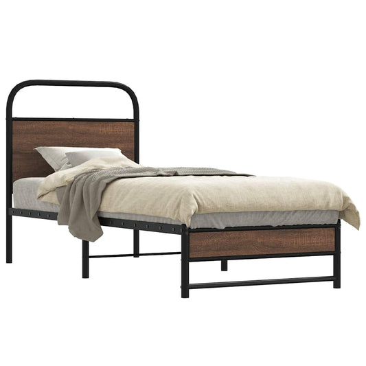 Bed Frame without Mattress 80x200 cm Brown Oak Engineered Wood