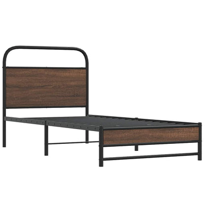 Bed Frame without Mattress 100x200 cm Brown Oak Engineered Wood