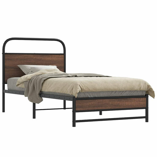 Bed Frame without Mattress 100x200 cm Brown Oak Engineered Wood