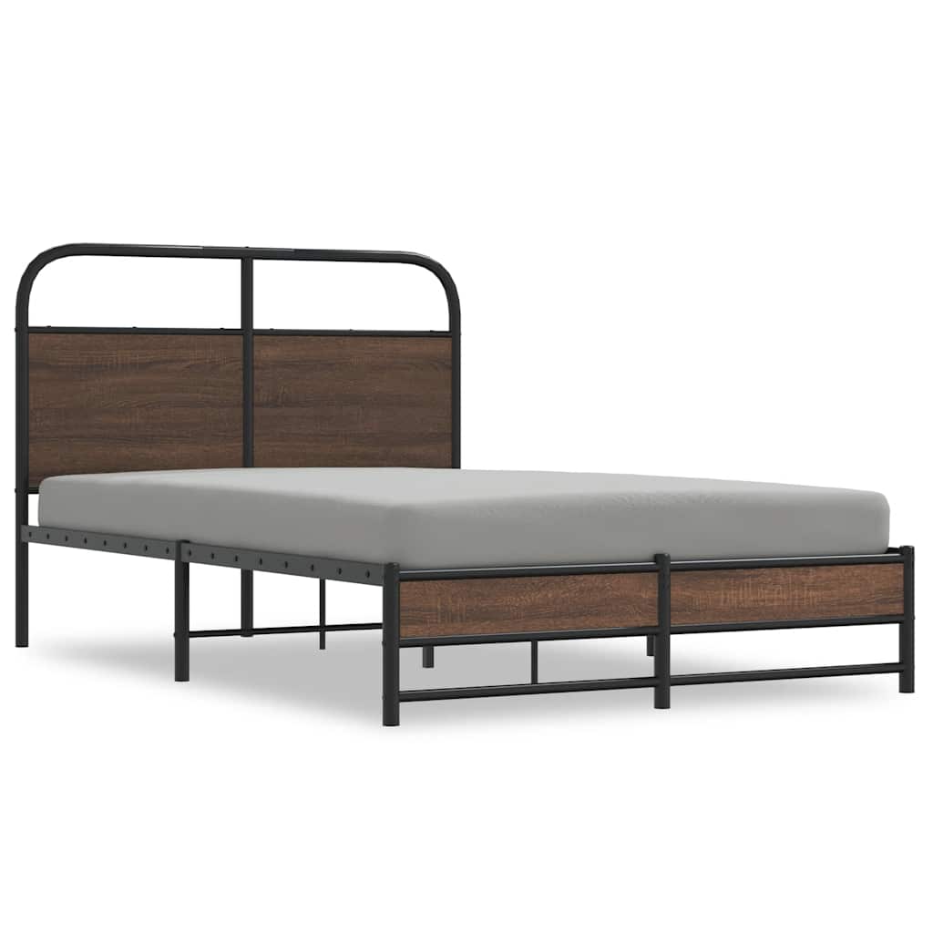 Bed Frame without Mattress 120x200 cm Brown Oak Engineered Wood