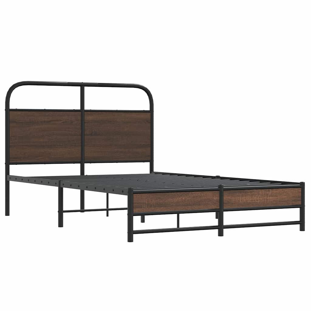 Bed Frame without Mattress 140x200 cm Brown Oak Engineered Wood