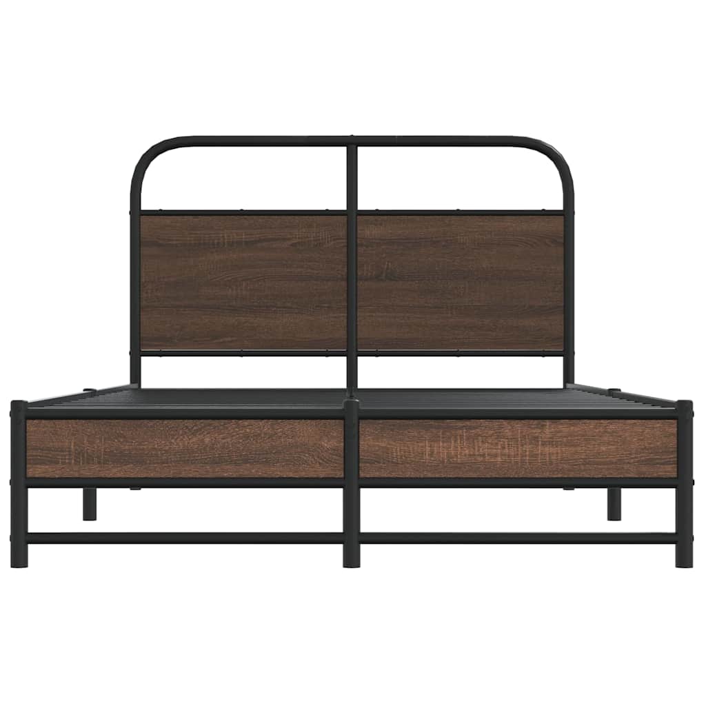 Bed Frame without Mattress 140x200 cm Brown Oak Engineered Wood