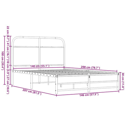 Bed Frame without Mattress 140x200 cm Brown Oak Engineered Wood