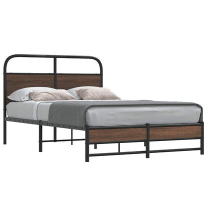 Bed Frame without Mattress 140x200 cm Brown Oak Engineered Wood