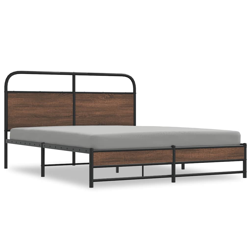Bed Frame without Mattress 150x200 cm Brown Oak Engineered Wood