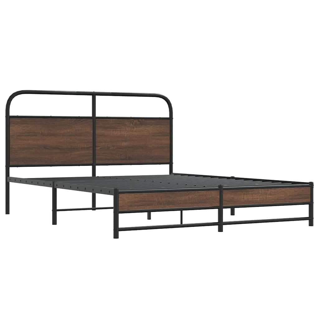 Bed Frame without Mattress 150x200 cm Brown Oak Engineered Wood