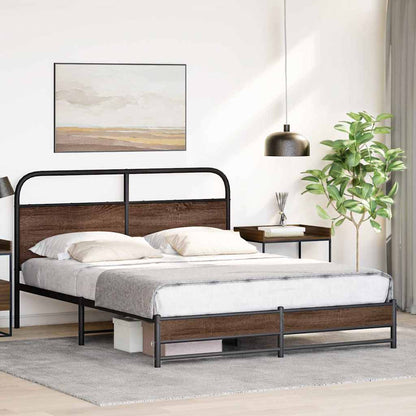 Bed Frame without Mattress 150x200 cm Brown Oak Engineered Wood
