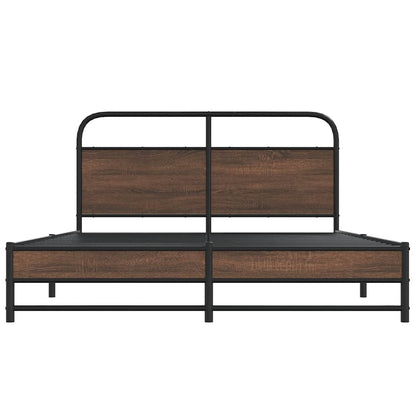 Bed Frame without Mattress 150x200 cm Brown Oak Engineered Wood
