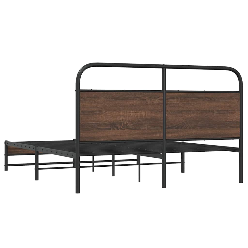 Bed Frame without Mattress 150x200 cm Brown Oak Engineered Wood