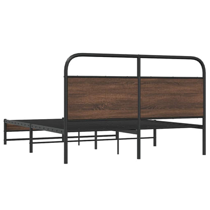 Bed Frame without Mattress 150x200 cm Brown Oak Engineered Wood