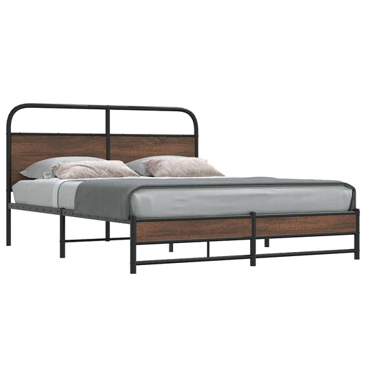 Bed Frame without Mattress 150x200 cm Brown Oak Engineered Wood