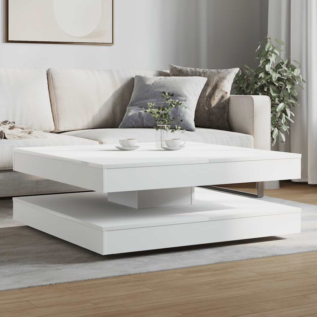 Coffee Table 360-Degree Rotatable White 90x90x34.5 cm