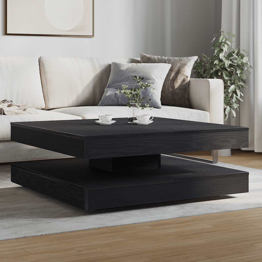 Coffee Table 360-Degree Rotatable Black Oak 90x90x34.5 cm