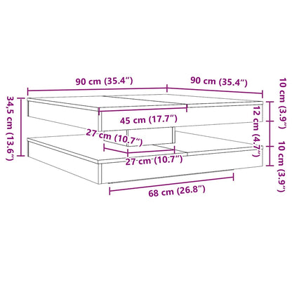 Coffee Table 360-Degree Rotatable Black Oak 90x90x34.5 cm