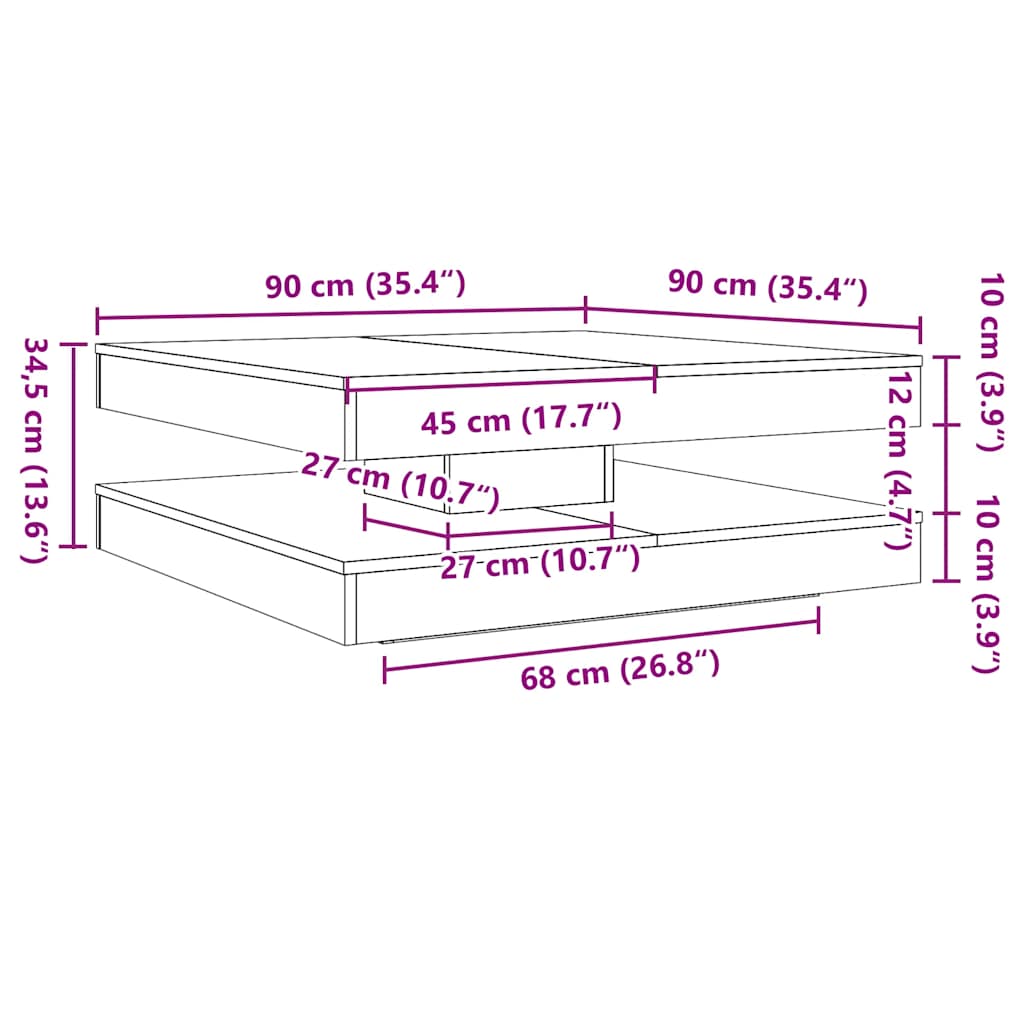 Coffee Table 360-Degree Rotatable Sonoma Oak 90x90x34.5 cm