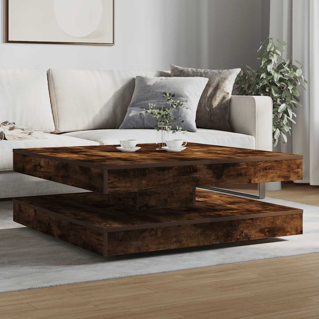 Coffee Table 360-Degree Rotatable Smoked Oak 90x90x34.5 cm