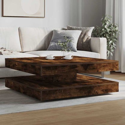 Coffee Table 360-Degree Rotatable Smoked Oak 90x90x34.5 cm