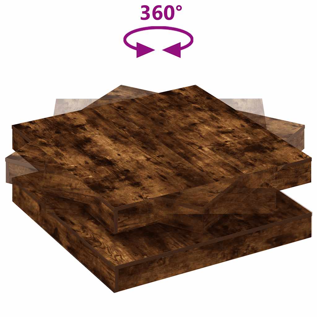 Coffee Table 360-Degree Rotatable Smoked Oak 90x90x34.5 cm