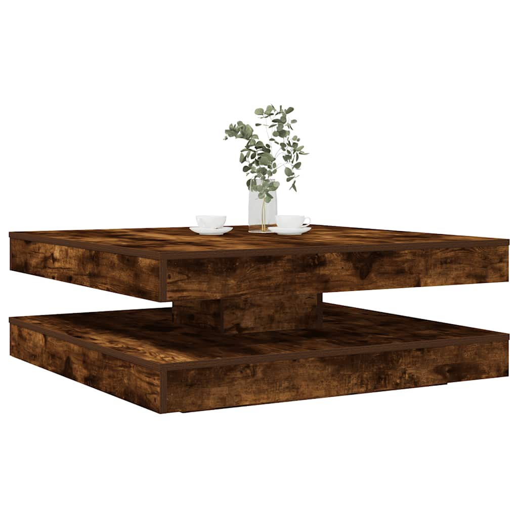 Coffee Table 360-Degree Rotatable Smoked Oak 90x90x34.5 cm