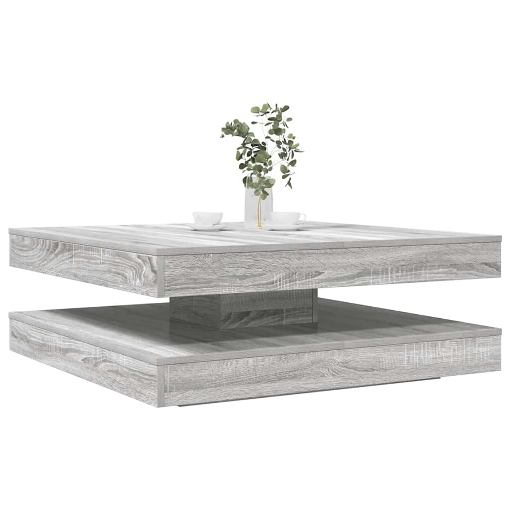 Coffee Table 360-Degree Rotatable Grey Sonoma 90x90x34.5 cm