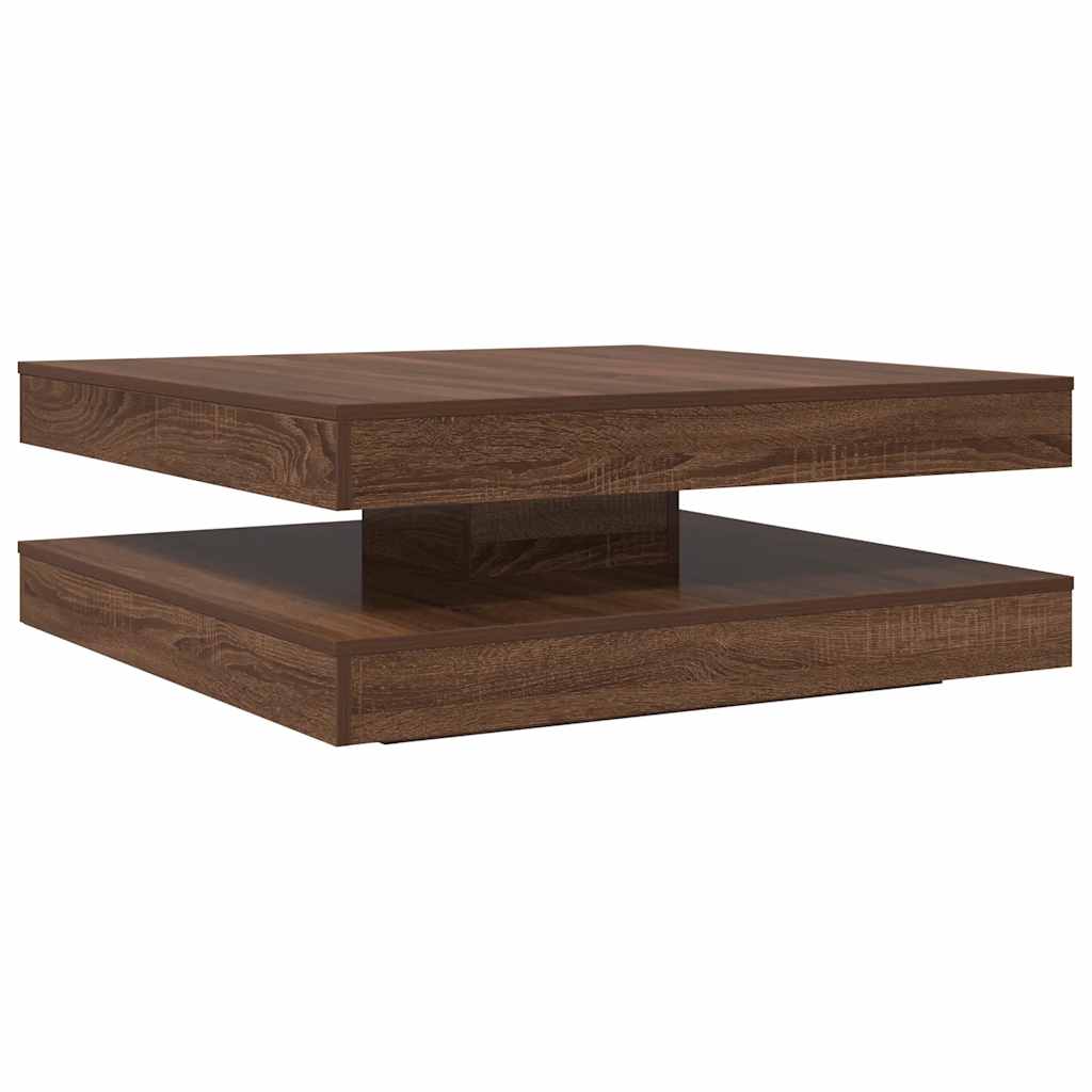 Coffee Table 360-Degree Rotatable Brown Oak 90x90x34.5 cm