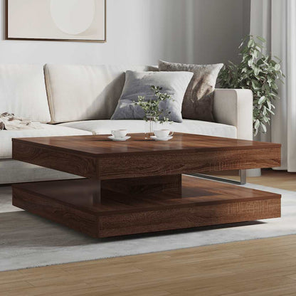 Coffee Table 360-Degree Rotatable Brown Oak 90x90x34.5 cm