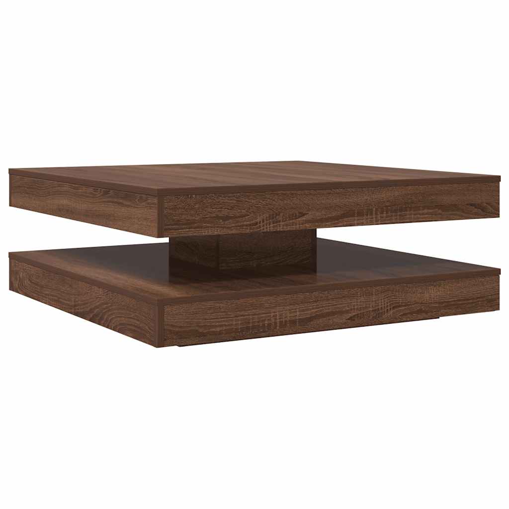 Coffee Table 360-Degree Rotatable Brown Oak 90x90x34.5 cm