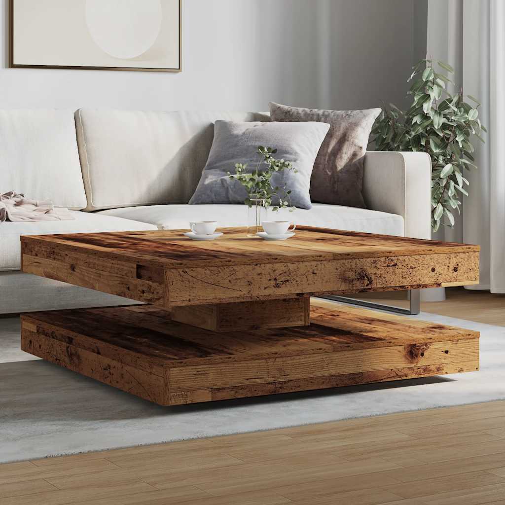 Coffee Table 360-Degree Rotatable Old Wood 90x90x34.5 cm