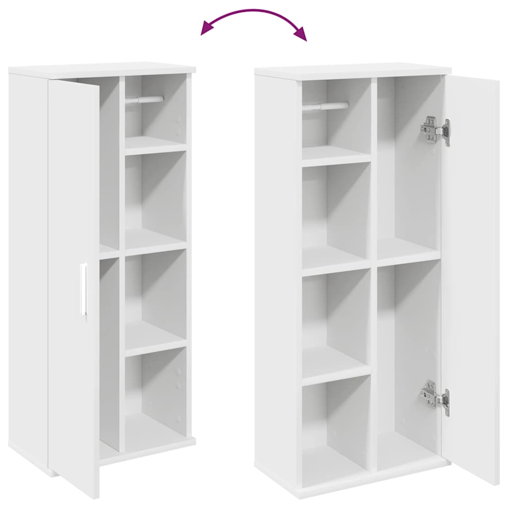 Bathroom Cabinet with Roll Holder White 39x22x90 cm