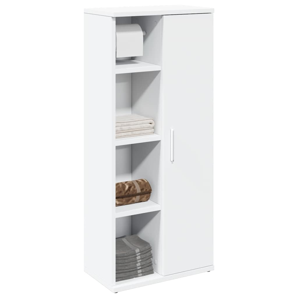 Bathroom Cabinet with Roll Holder White 39x22x90 cm