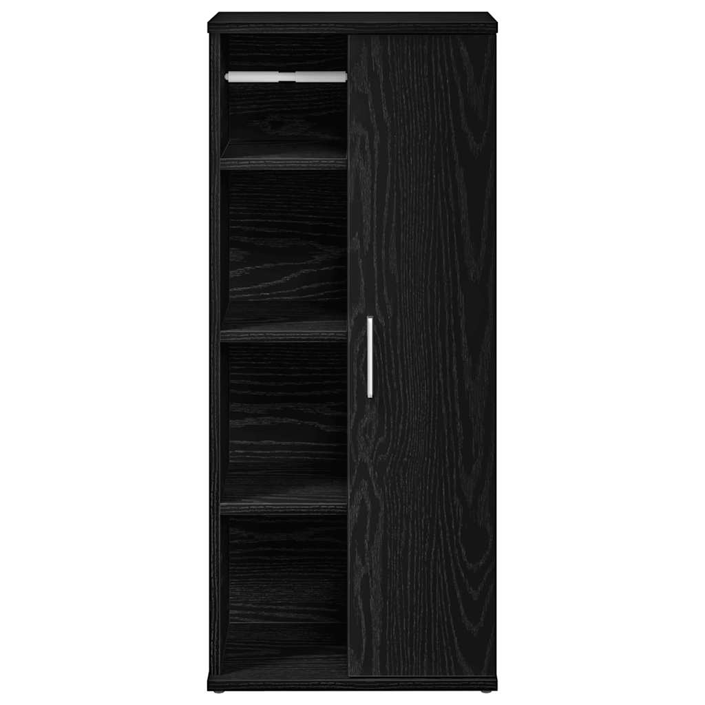 Bathroom Cabinet with Roll Holder Black 39x22x90 cm