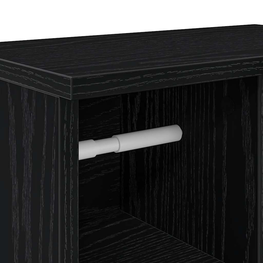 Bathroom Cabinet with Roll Holder Black 39x22x90 cm