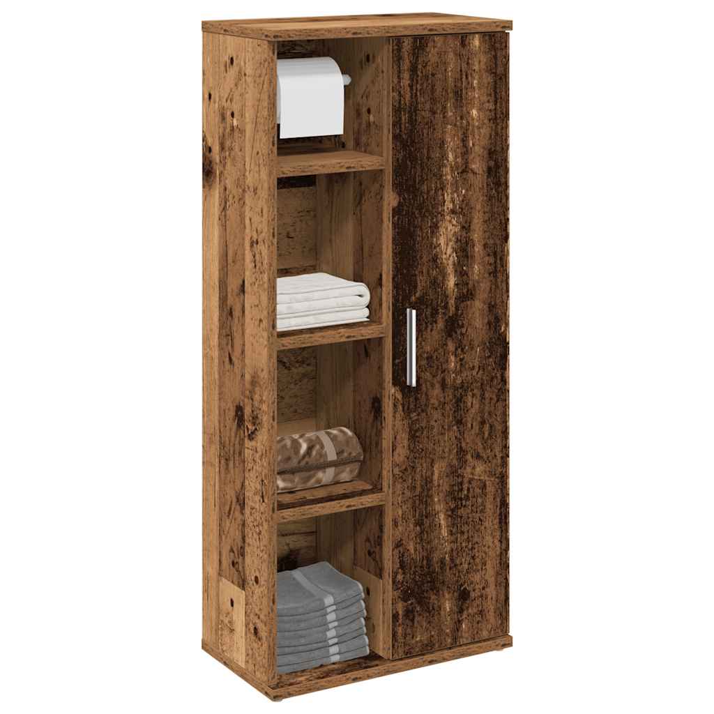 Bathroom Cabinet with Roll Holder Old Wood 39x22x90 cm