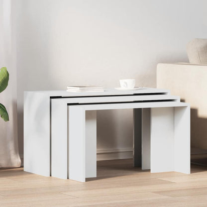 Nesting Tables 3 pcs White Engineered Wood