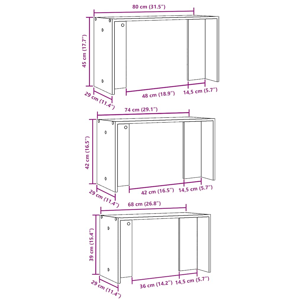 Nesting Tables 3 pcs White Engineered Wood