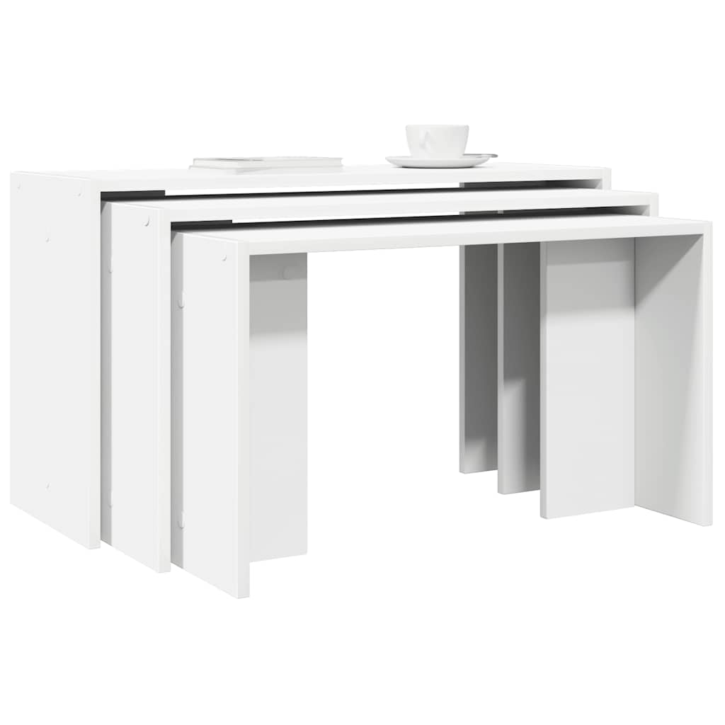 Nesting Tables 3 pcs White Engineered Wood