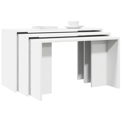 Nesting Tables 3 pcs White Engineered Wood