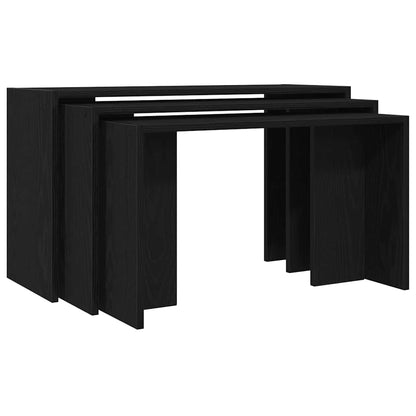 Nesting Tables 3 pcs Black Engineered Wood