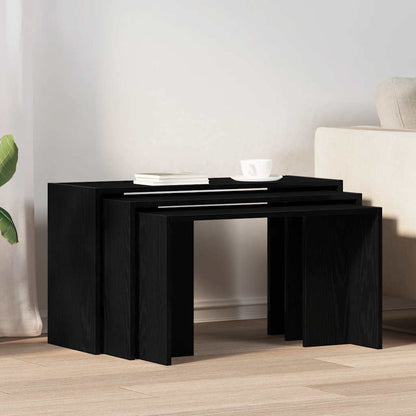 Nesting Tables 3 pcs Black Engineered Wood