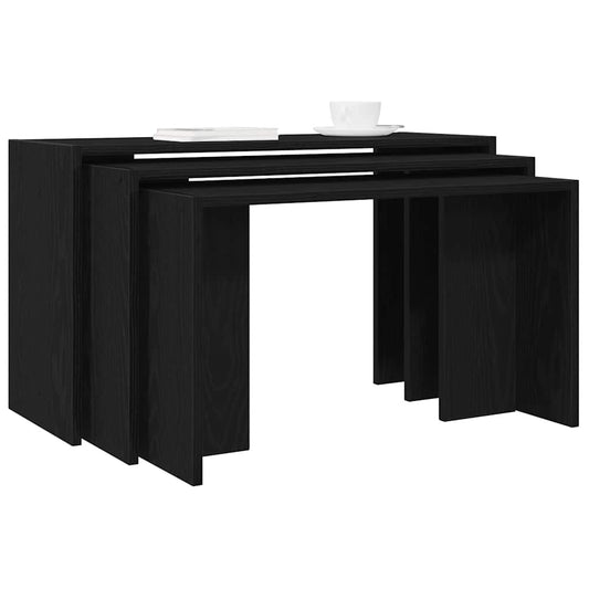 Nesting Tables 3 pcs Black Engineered Wood