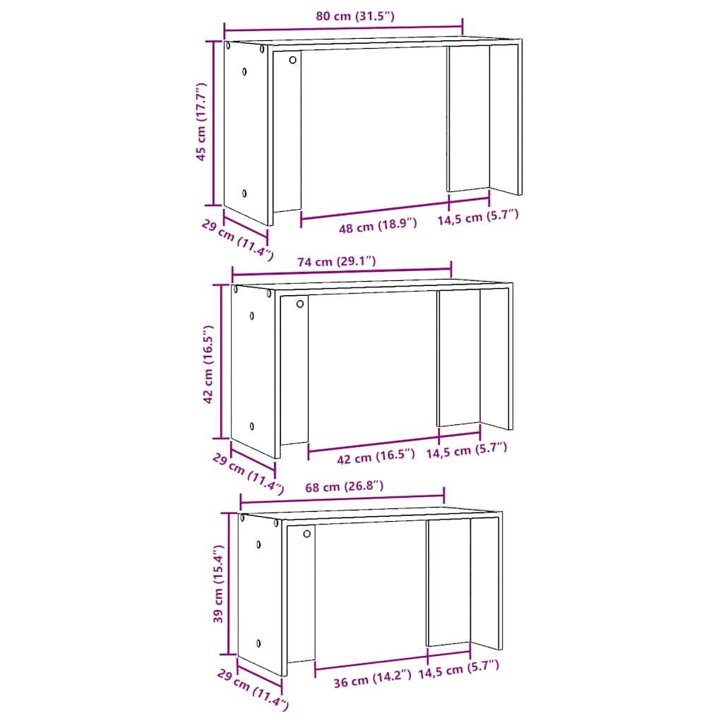 Nesting Tables 3 pcs Sonoma Oak Engineered Wood