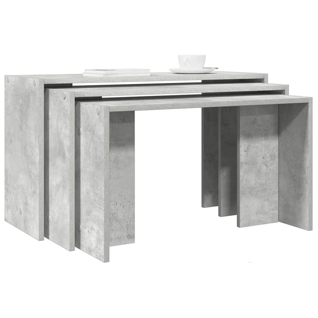 Nesting Tables 3 pcs Concrete Grey Engineered Wood