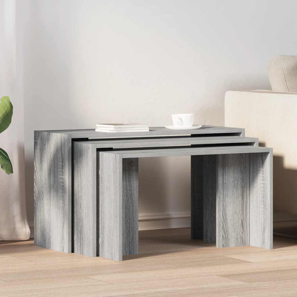 Nesting Tables 3 pcs Grey Sonoma Engineered Wood