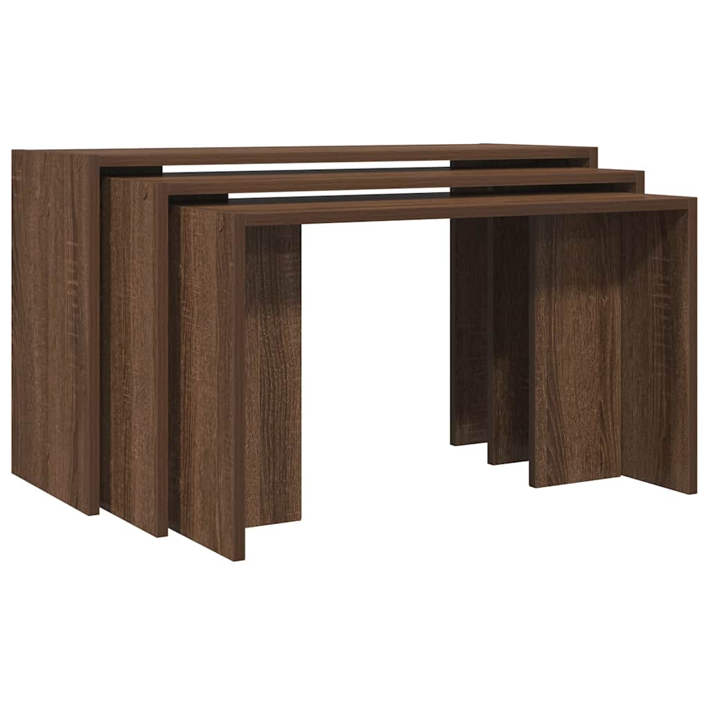 Nesting Tables 3 pcs Brown Oak Engineered Wood