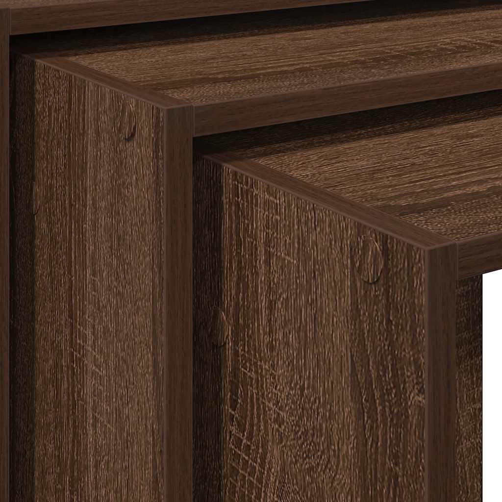 Nesting Tables 3 pcs Brown Oak Engineered Wood