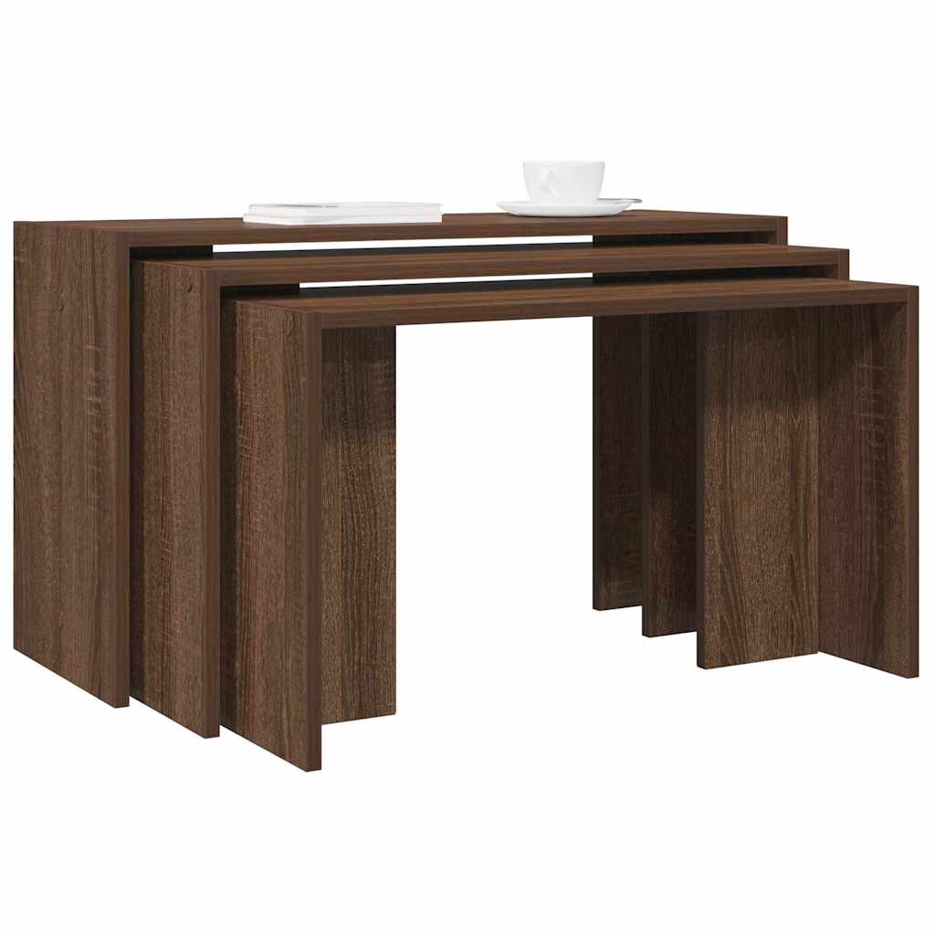 Nesting Tables 3 pcs Brown Oak Engineered Wood