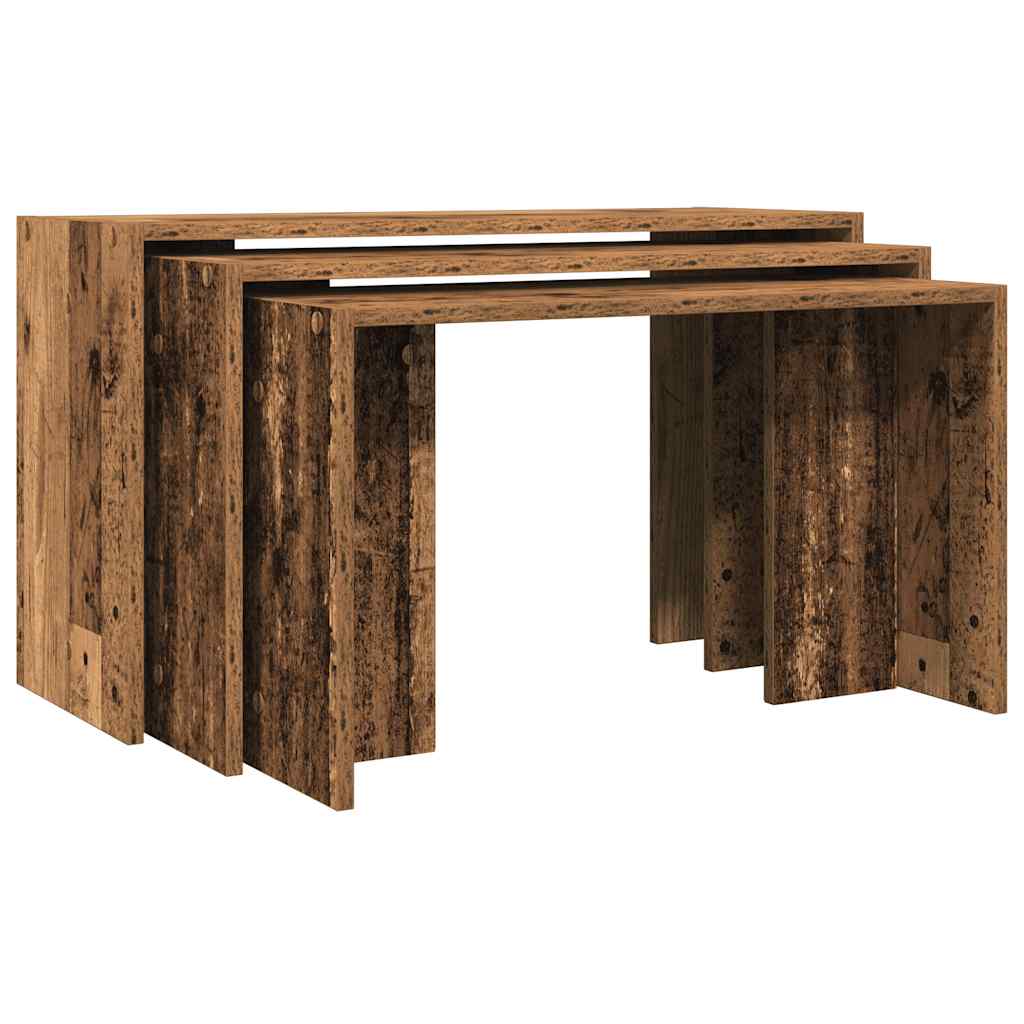 Nesting Tables 3 pcs Old Wood Engineered Wood