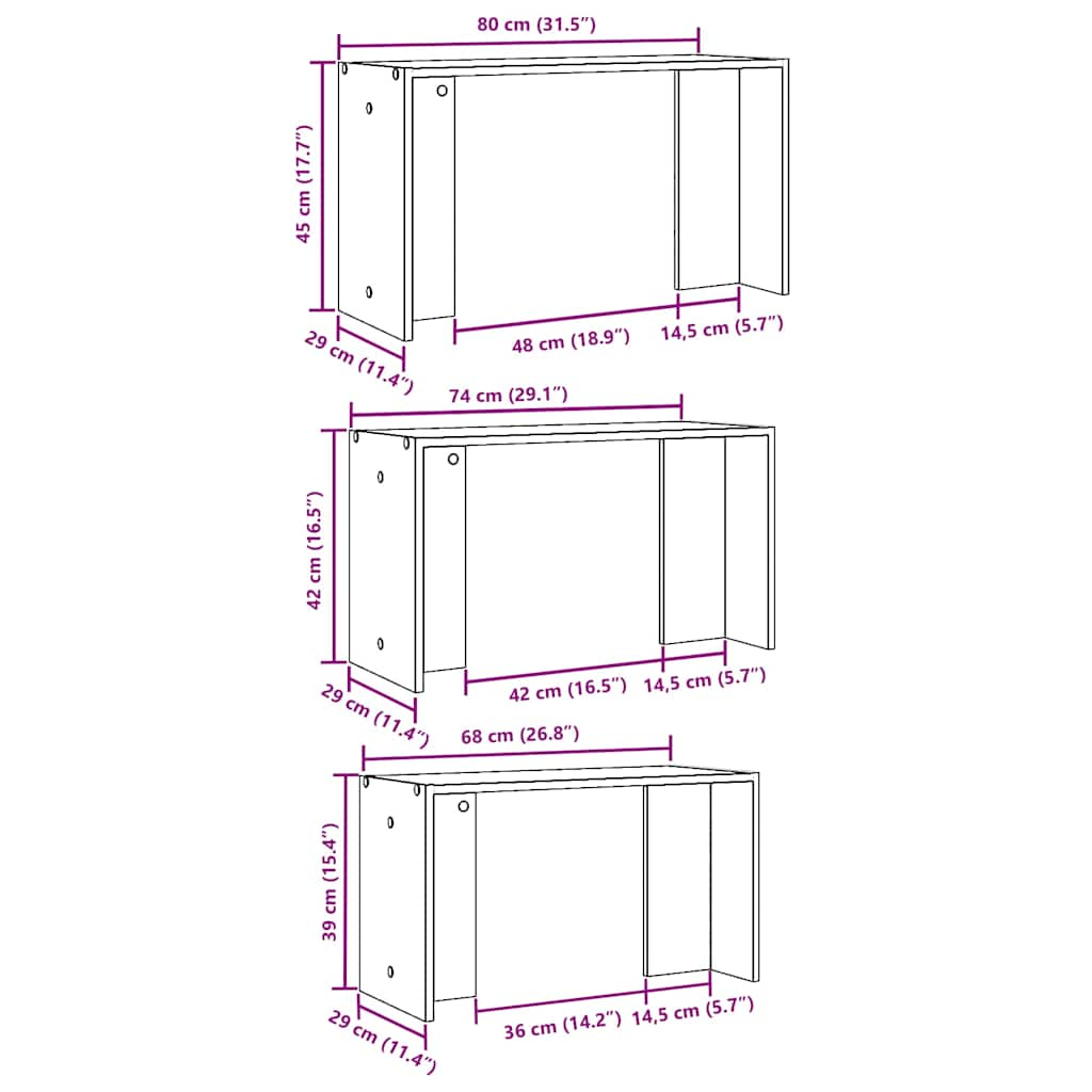 Nesting Tables 3 pcs Old Wood Engineered Wood