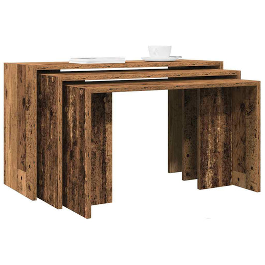 Nesting Tables 3 pcs Old Wood Engineered Wood